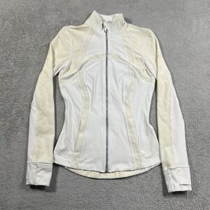 Lululemon Define Jacket Womens 4 Floral Flocked Velvet Texture White Ivory